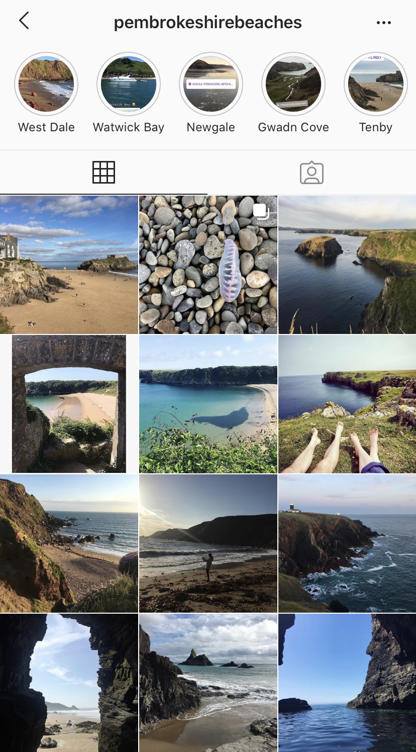 Pembrokeshire Beaches instagram Feed