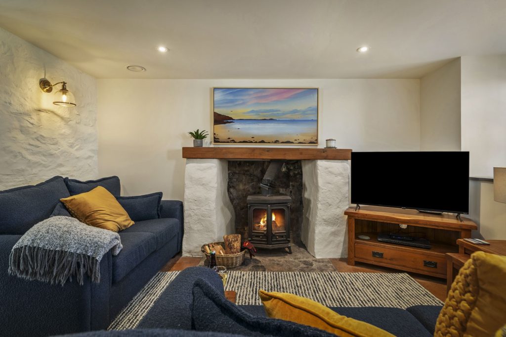 Ty Cerrig St Davids Living Room with Log Burner 